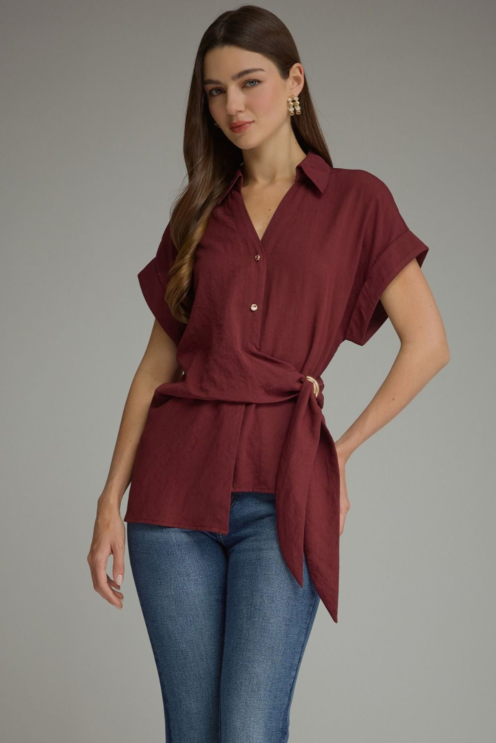 BURGUNDY AMY TIE TOP