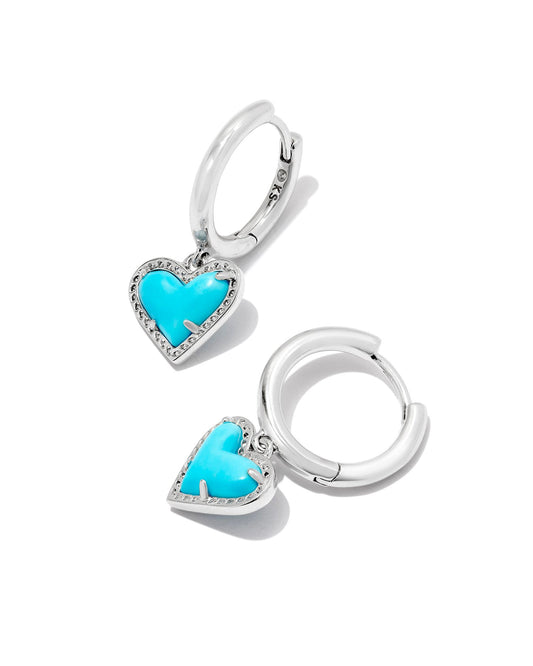 ARI HEART HUGGIE EARRINGS SILVER TURQUOISE MAGNESITE