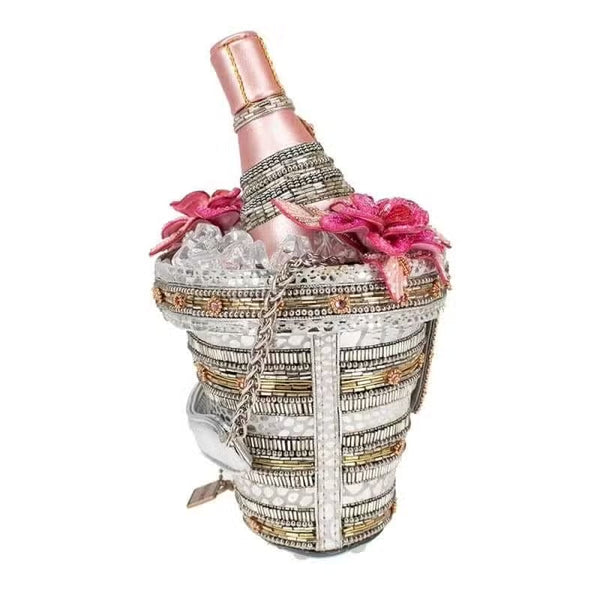 CHAMPAGNE ON ICE BEADED TOP-HANDLE BAG