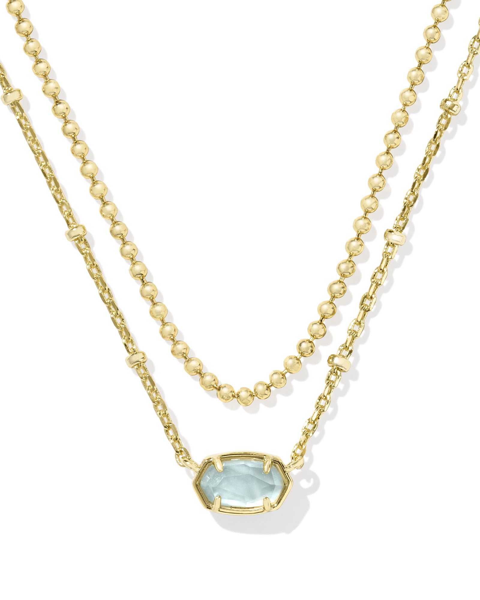EMILIE MULTI STRAND NECKLACE GOLD LIGHT BLUE ILLUSION