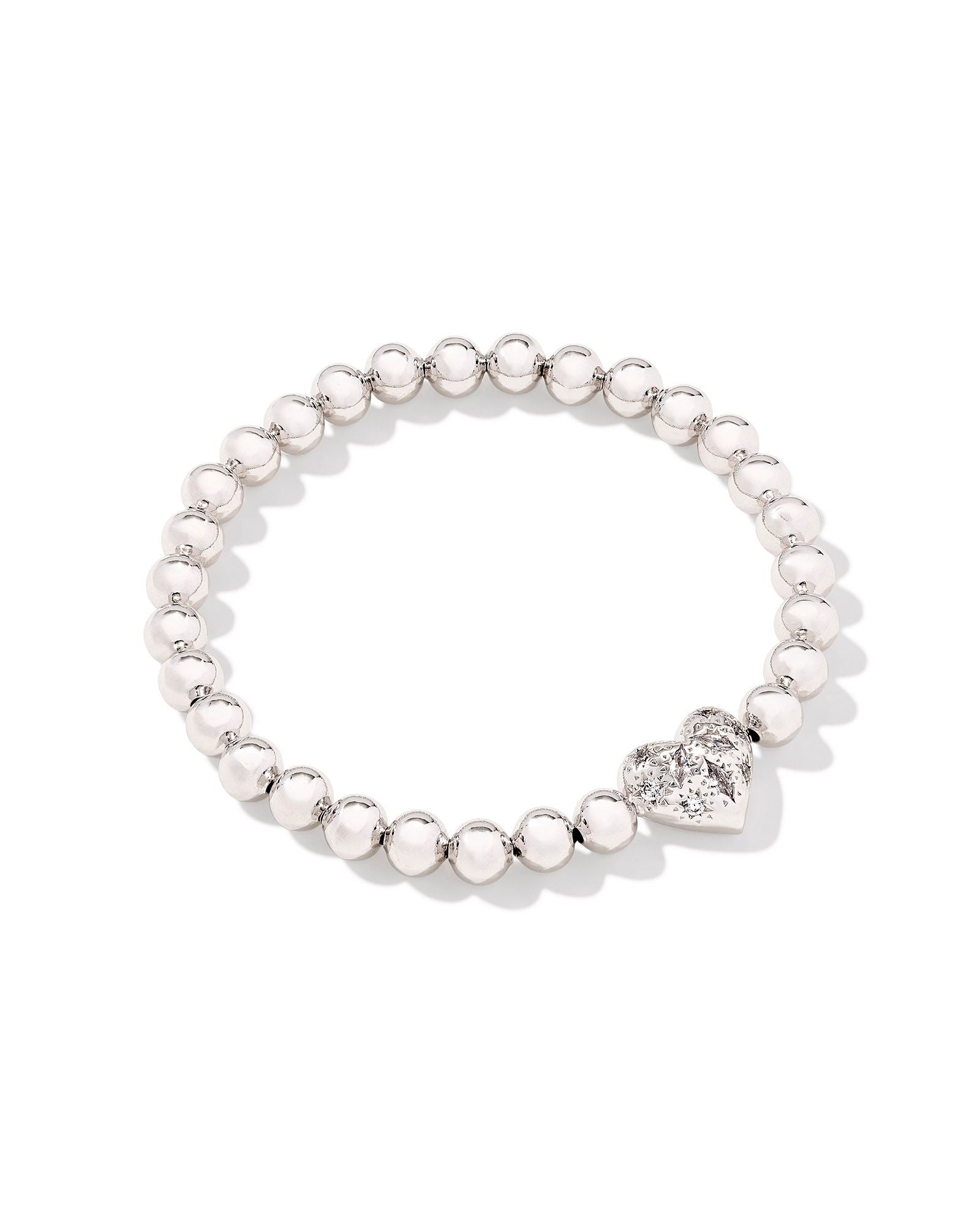 HOLLAND HEART STRETCH BRACELET SILVER WHITE CRYSTAL
