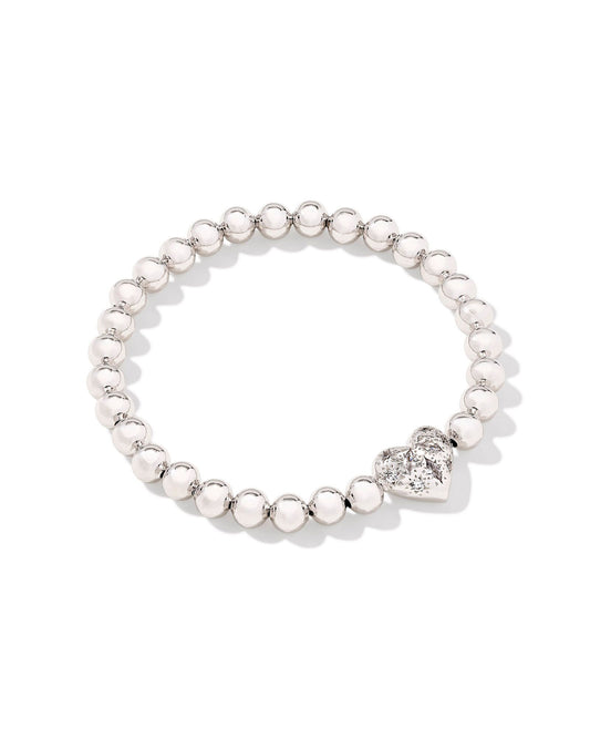 HOLLAND HEART STRETCH BRACELET SILVER WHITE CRYSTAL