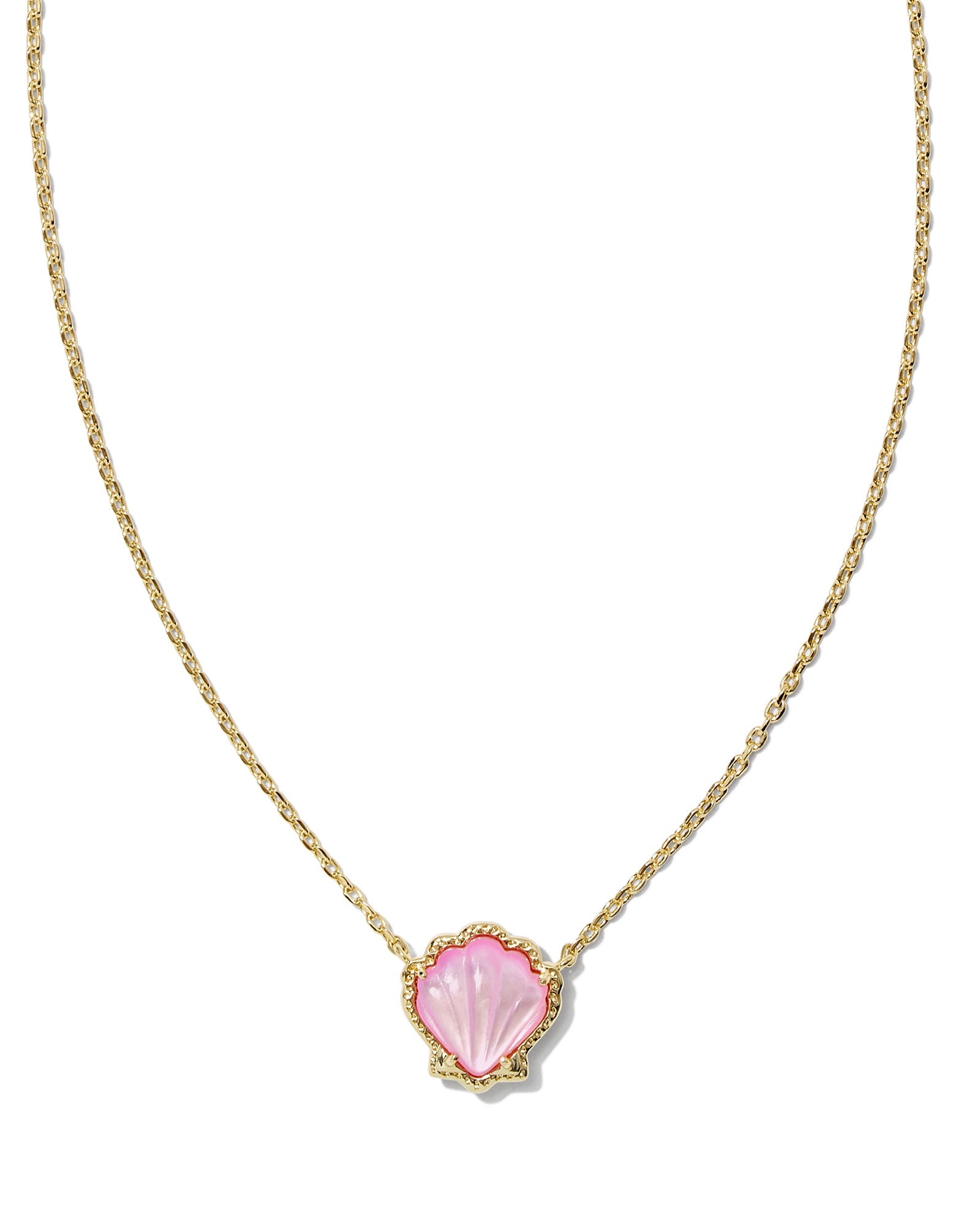 BRYNNE SHELL SHORT PENDANT NECKLACE GOLD BLUSH IVORY MOTHER OF PEARL