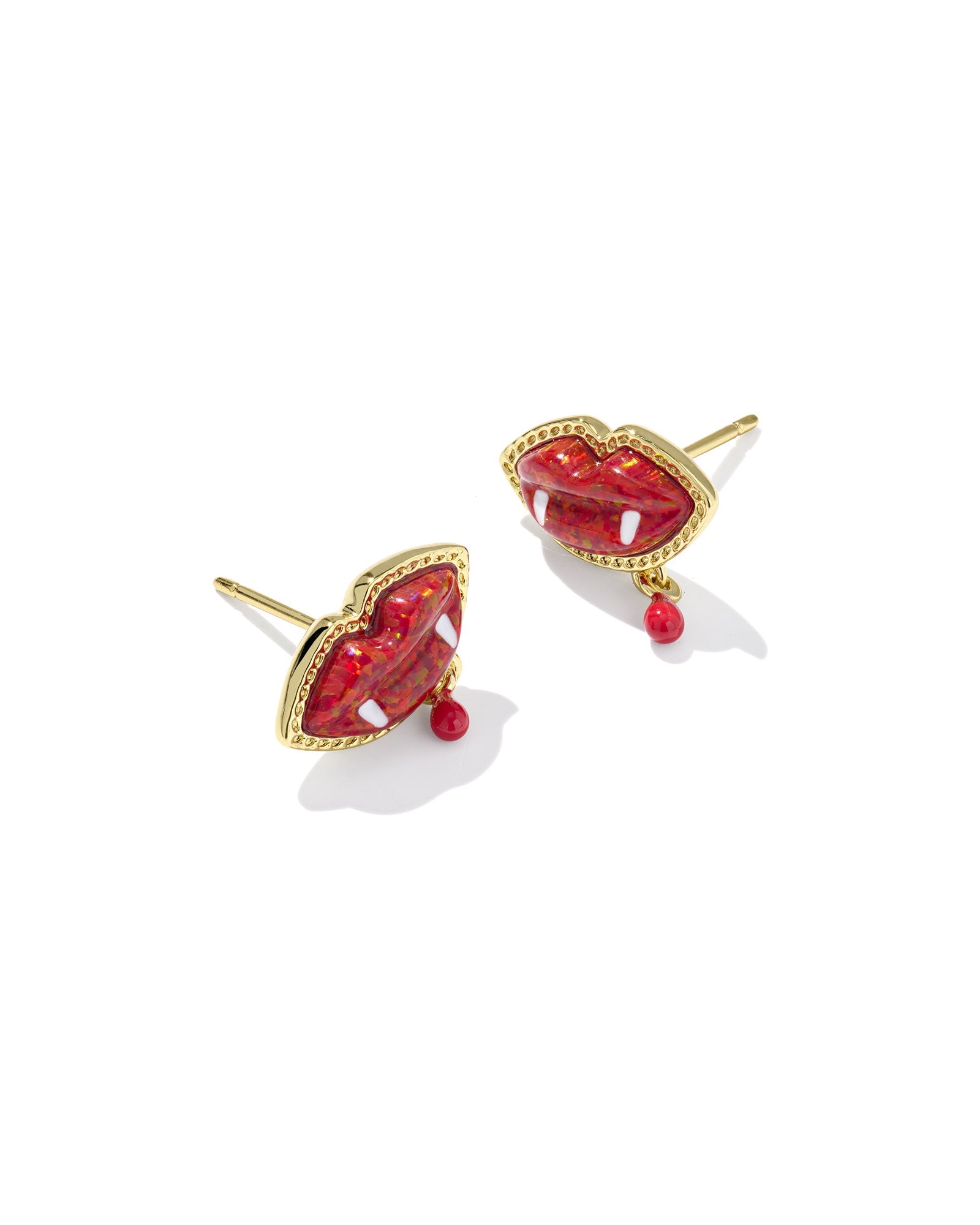 VAMPIRE STUD EARRINGS GOLD RED KYOCERA OPAL