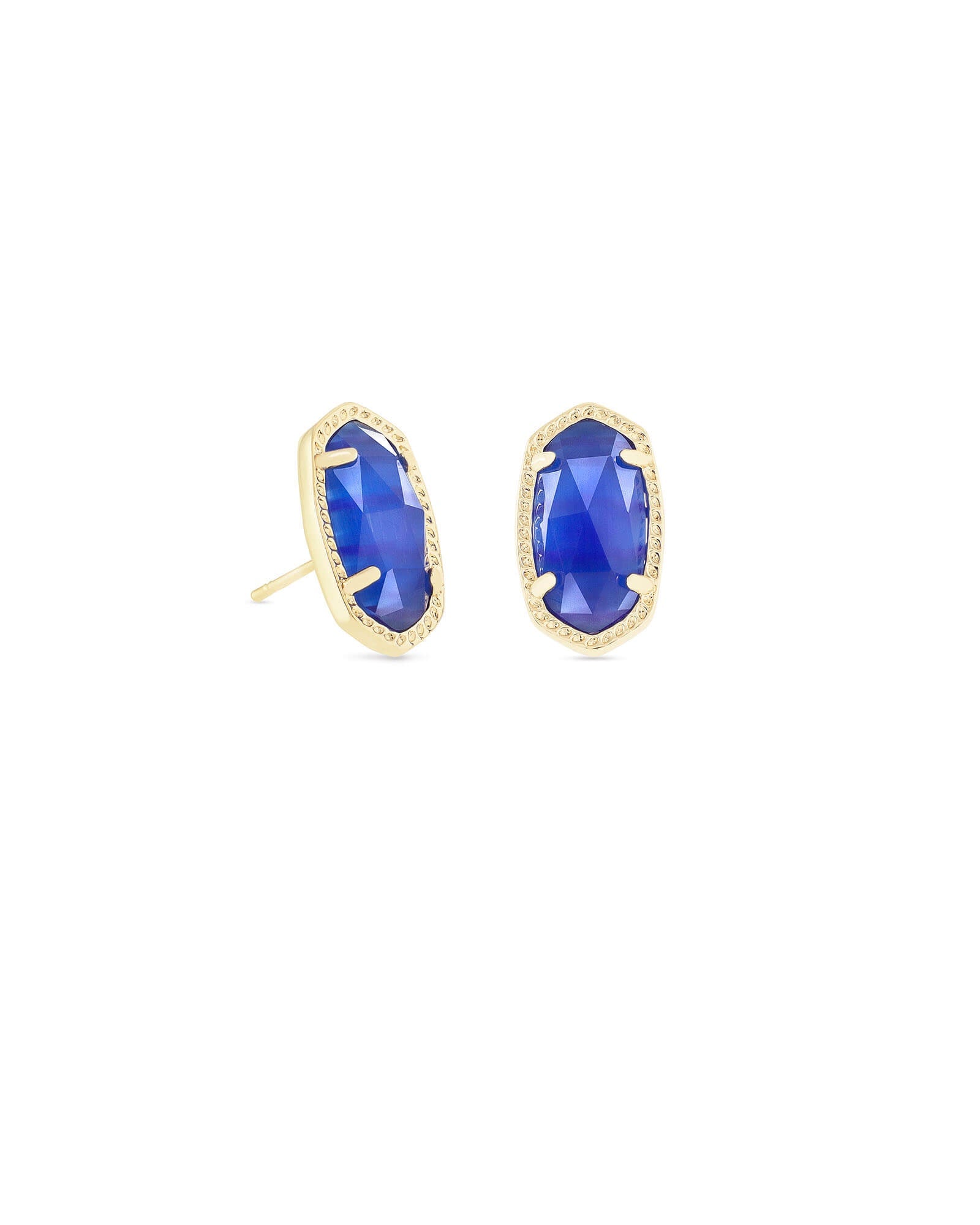 ELLIE STUD EARRINGS GOLD COBALT CATS EYE