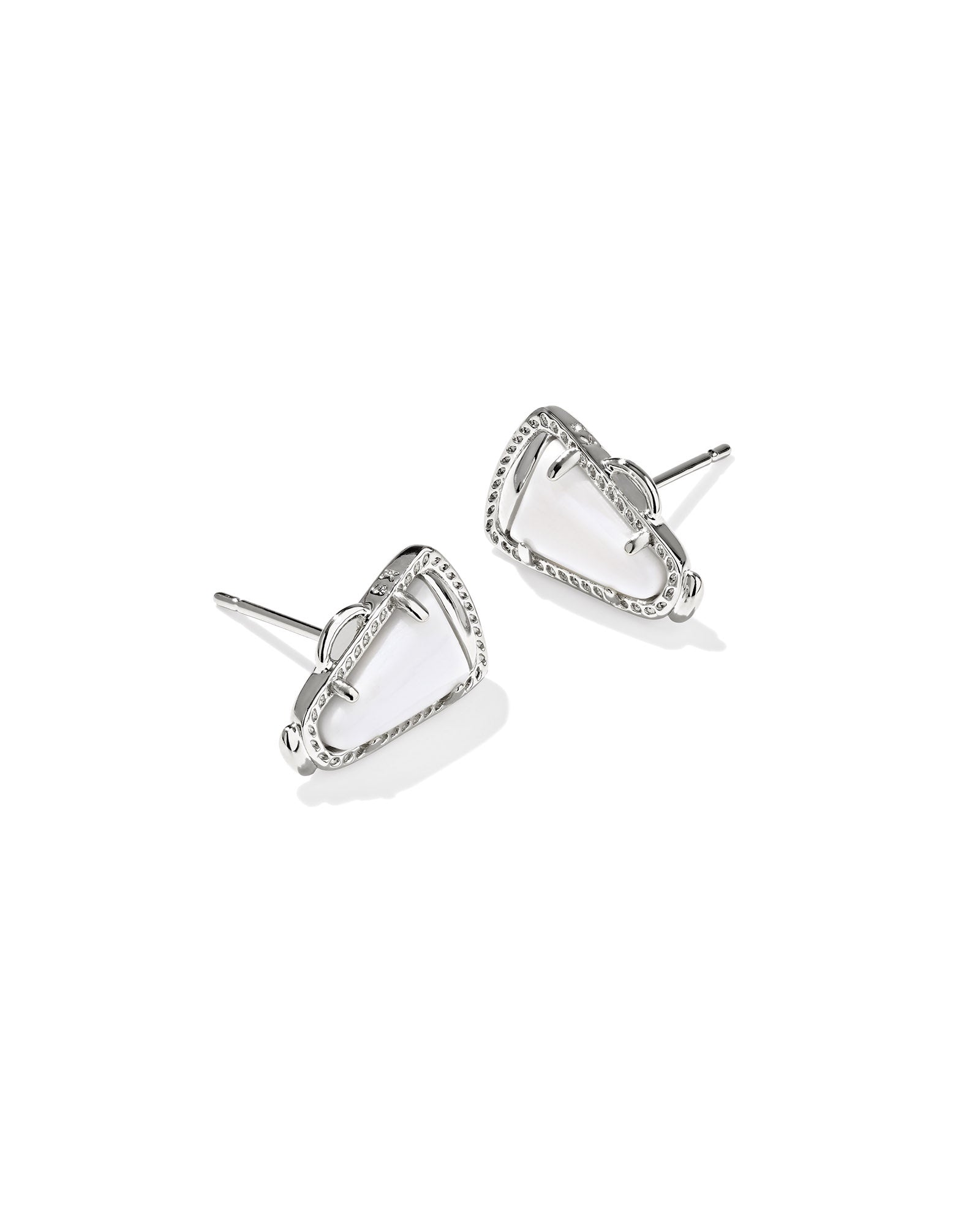 CHEER STUD EARRINGS SILVER WHITE MOTHER OF PEARL