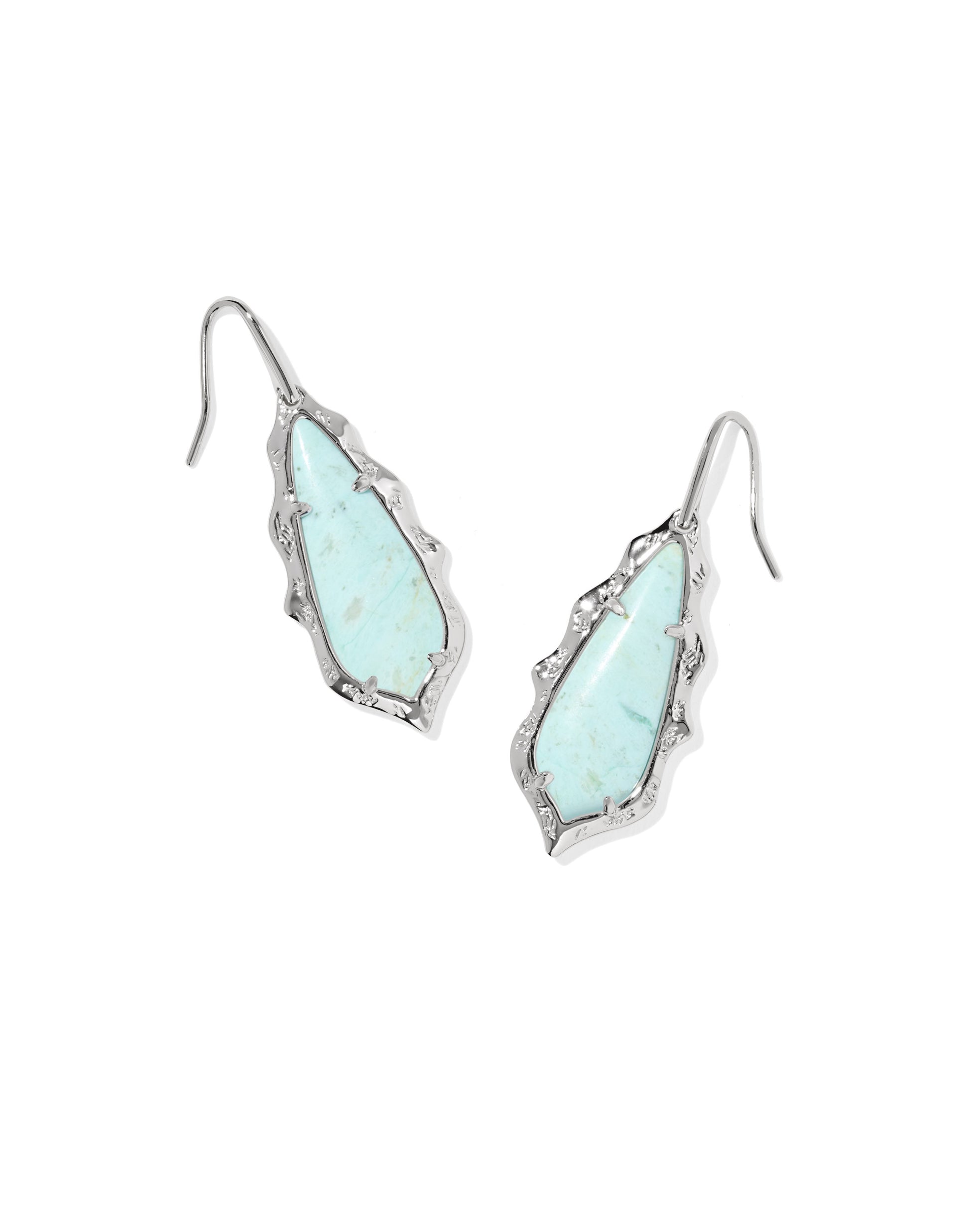 ADRIANA SCALLOP FRAME DROP EARRINGS SILVER SEA GREEN CHRYSOCOLLA