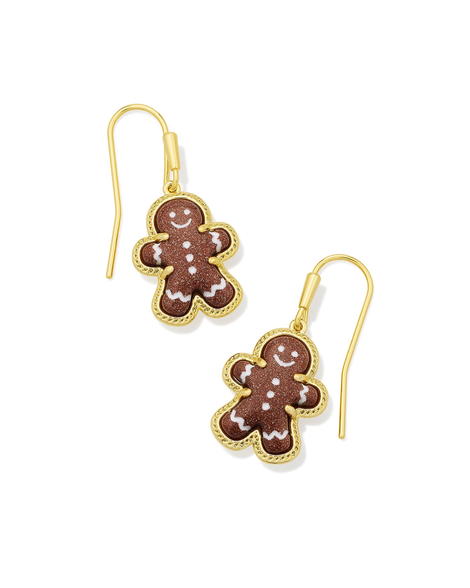 GINGERBREAD DROP EARRINGS GOLD BROWN GOLDSTONE