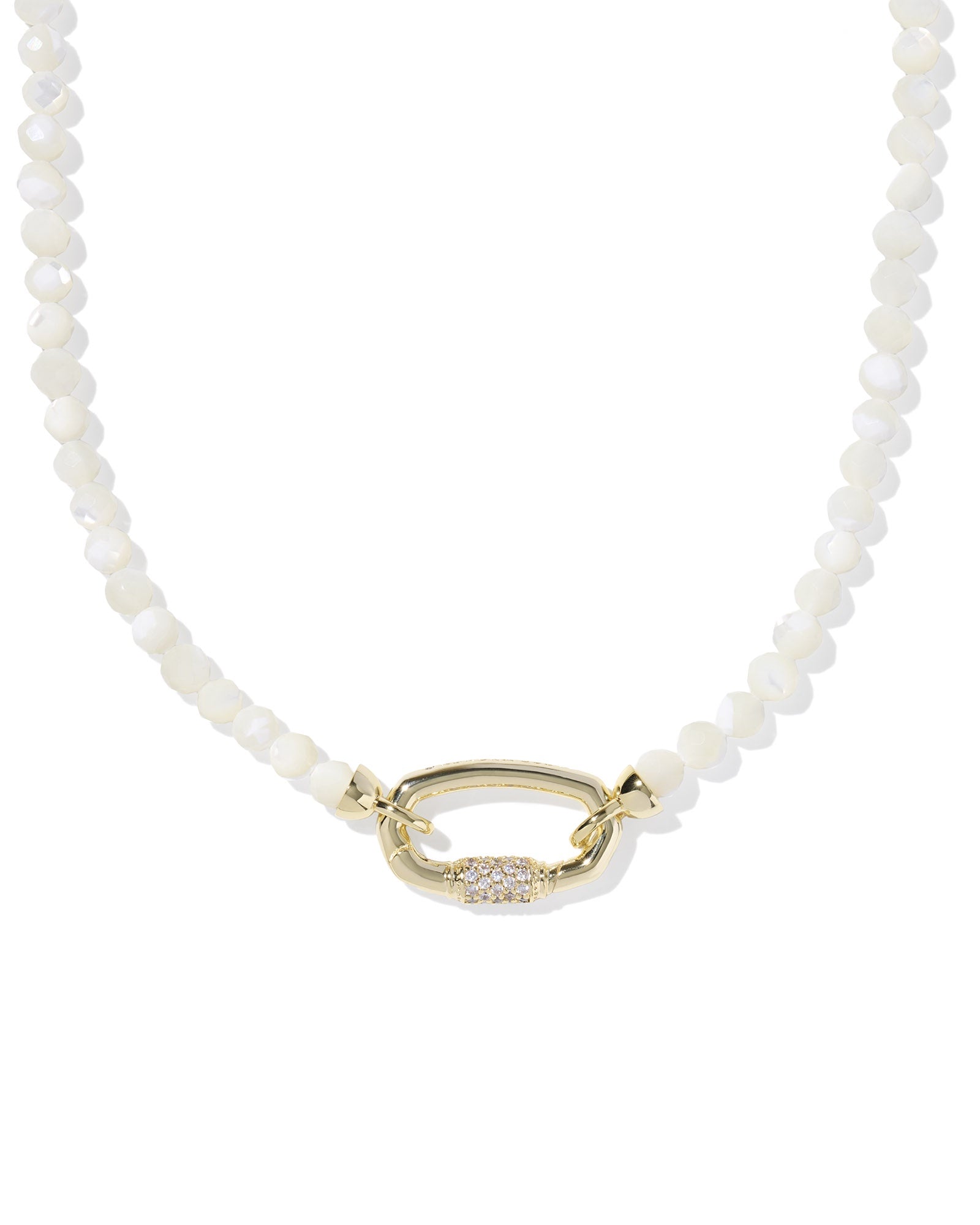 EMERY BEADED STRAND NECKLACE GOLD IVORY MOTHER OF PEARL