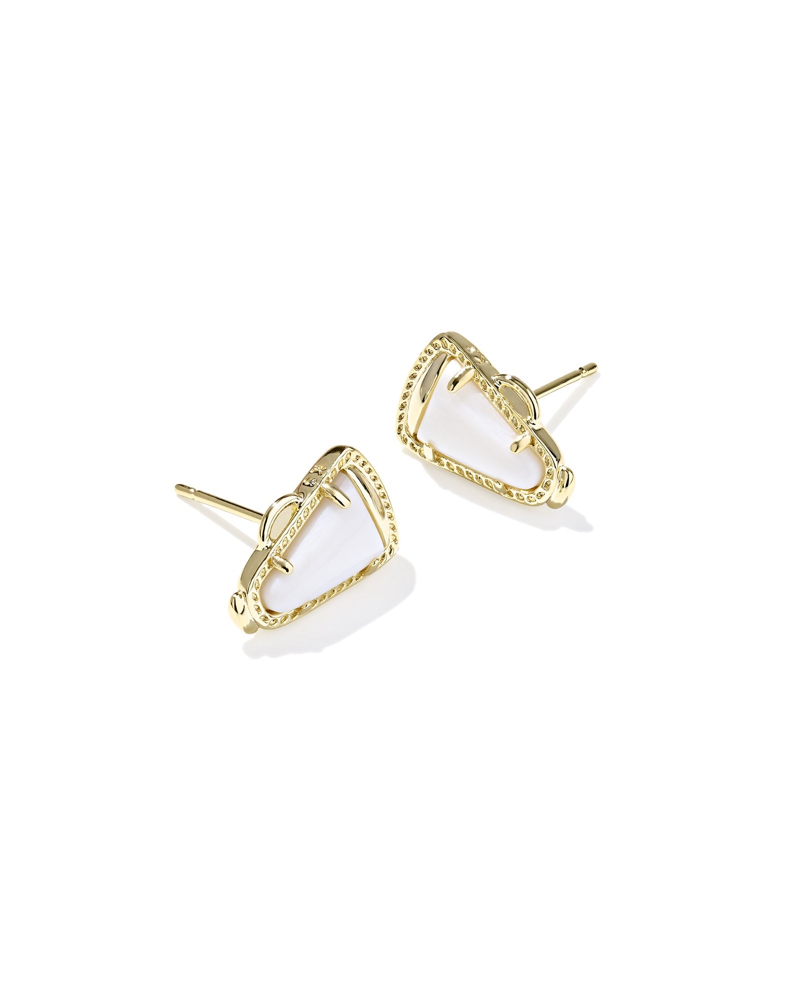CHEER STUD EARRINGS GOLD WHITE MOTHER OF PEARL