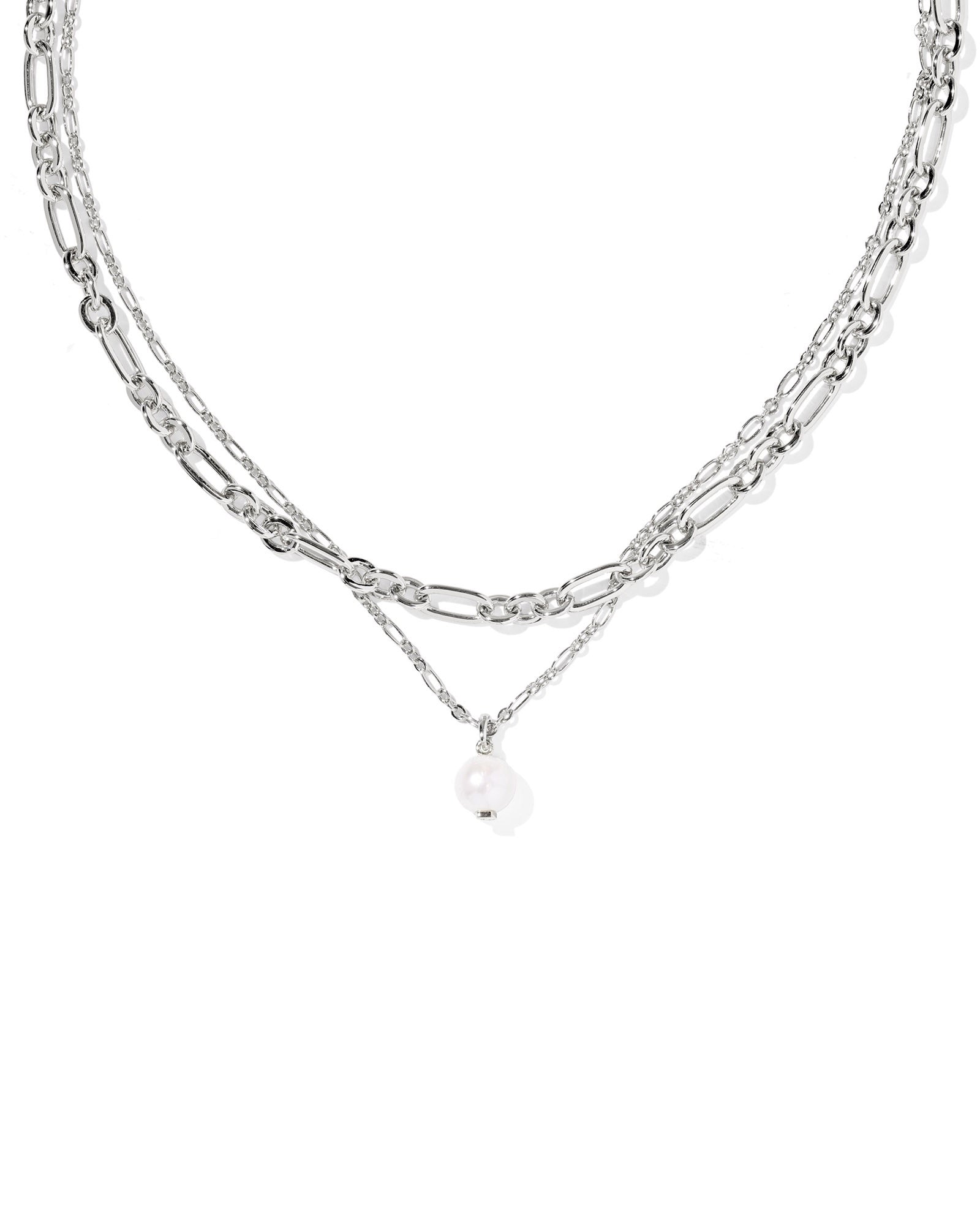 ASHTON MULTI STRAND NECKLACE SILVER FRESHWATER CULTURED PEARL