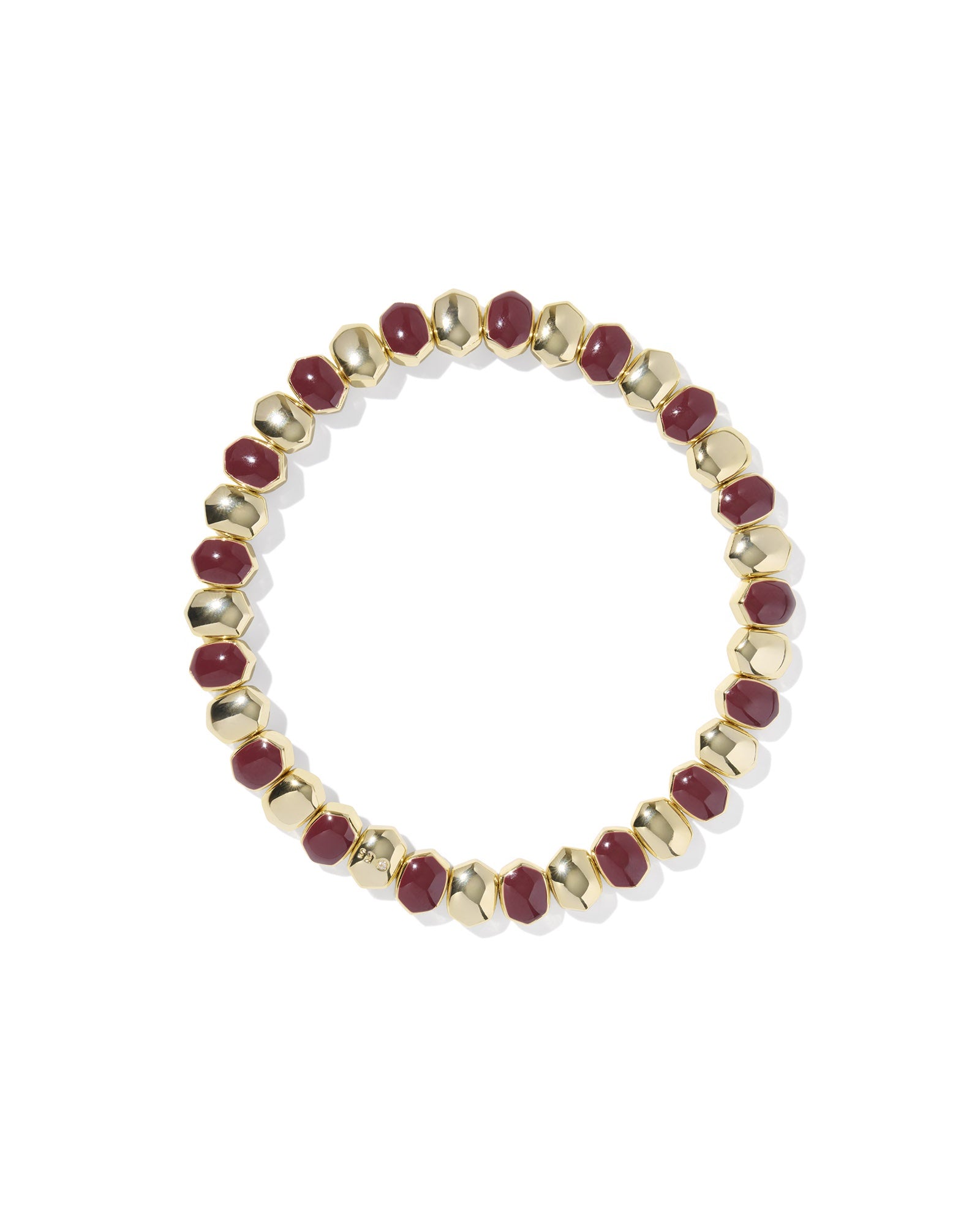 DAPHNE ENAMEL STRETCH BRACELET GOLD BURGUNDY ENAMEL