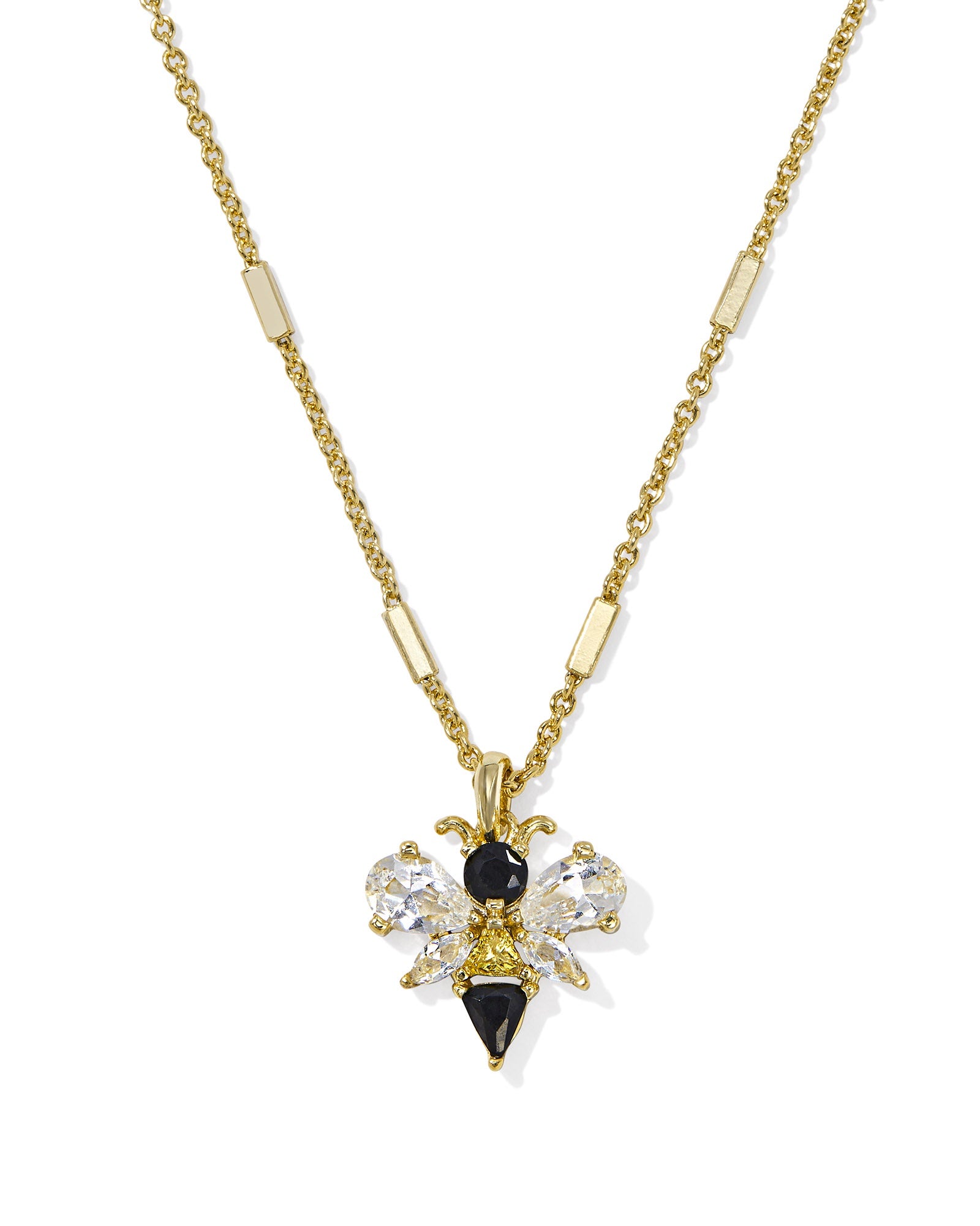 BEE SHORT PENDANT NECKLACE GOLD BLACK - YELLOW MIX