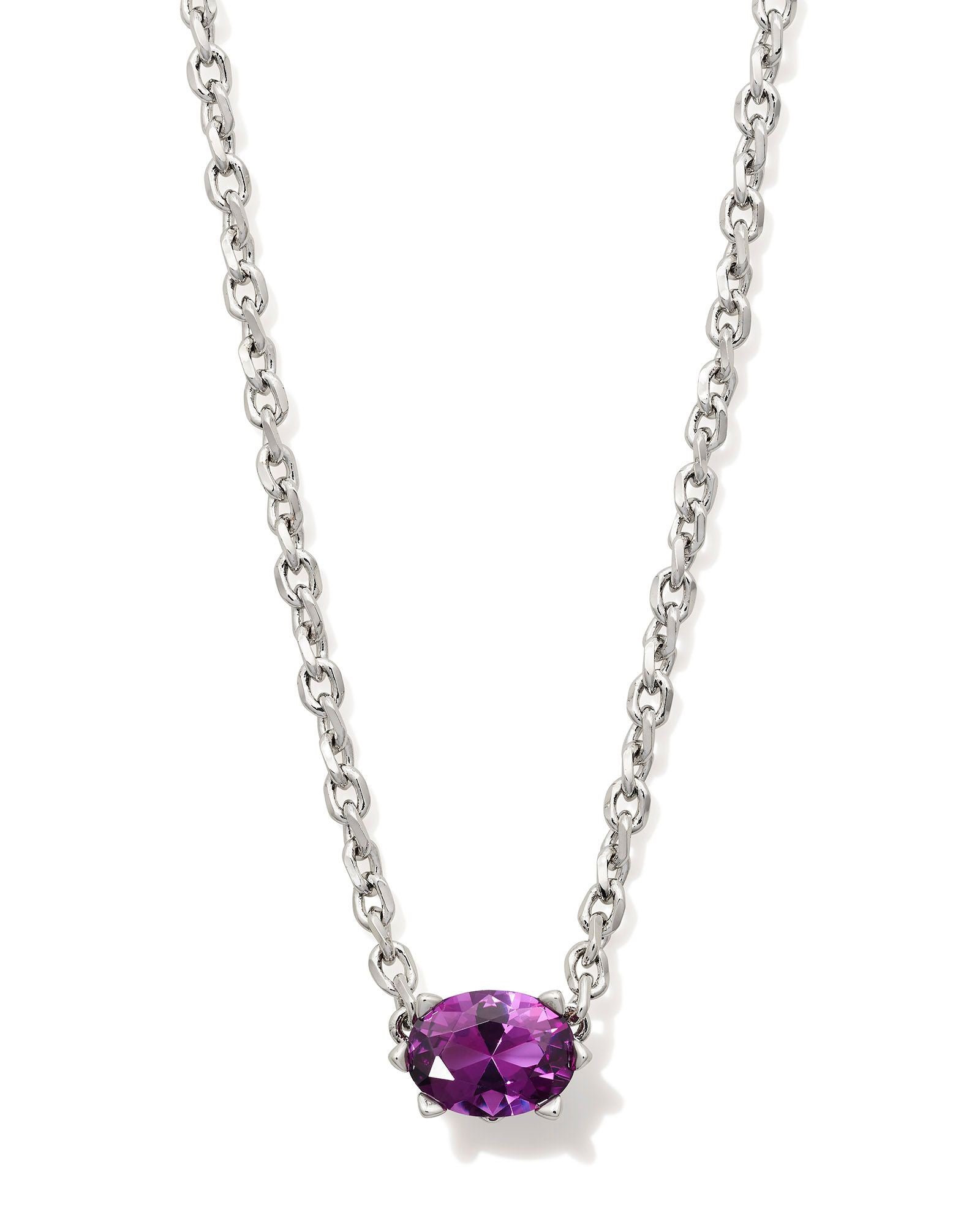 CAILIN CRYSTAL PENDANT NECKLACE SILVER PURPLE CRYSTAL