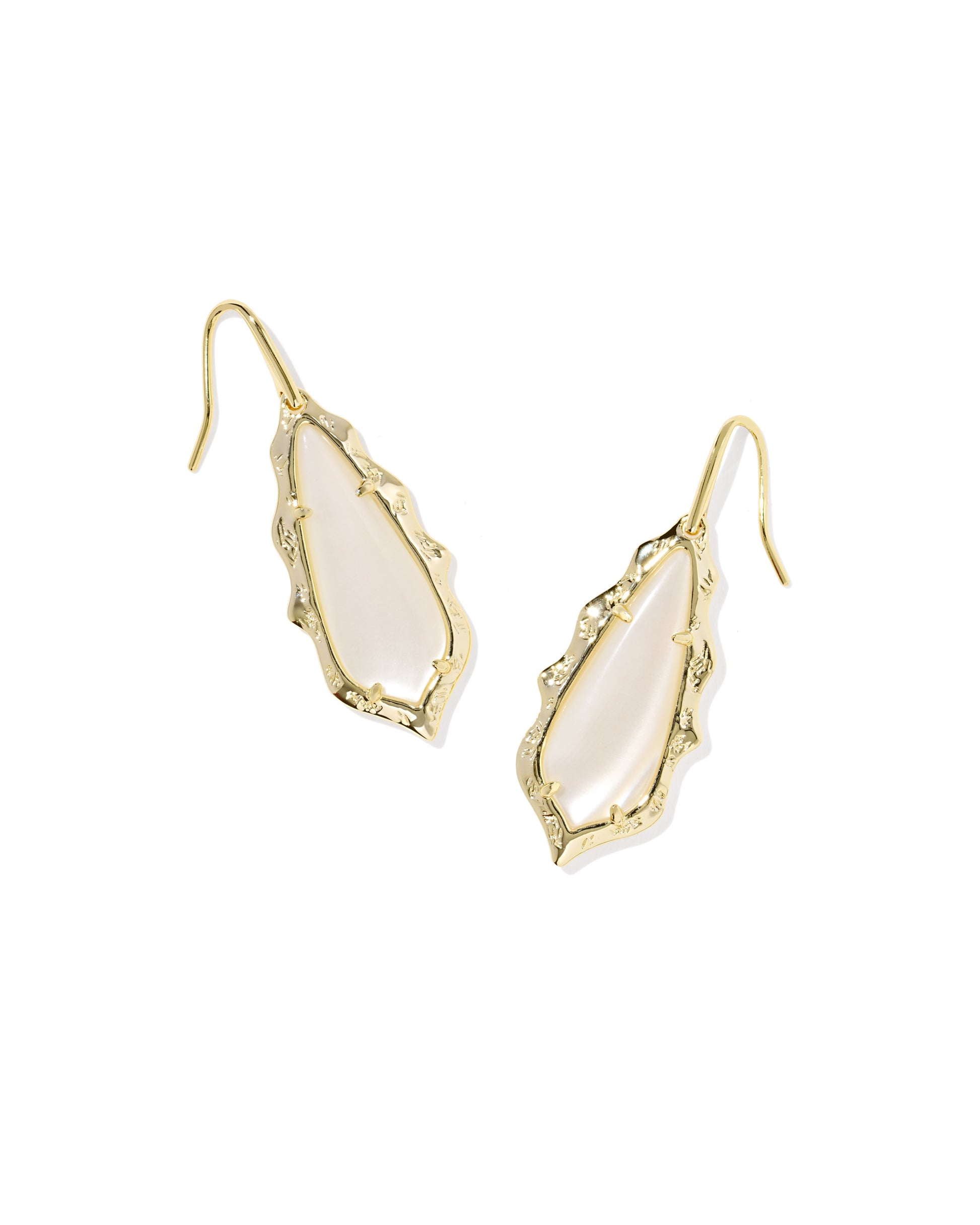 ADRIANA SCALLOP FRAME DROP EARRINGS GOLD NATURAL MOTHER OF PEARL