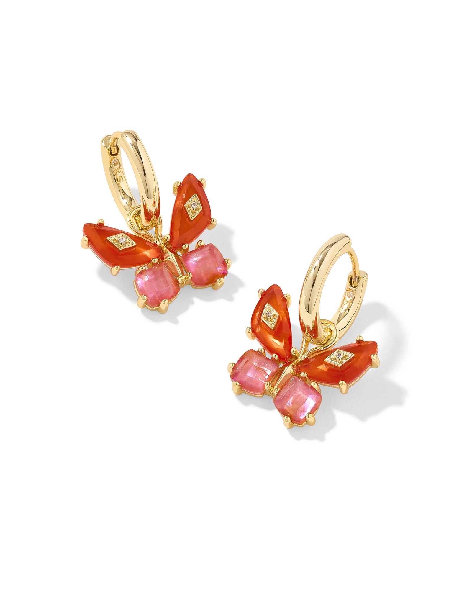 BIANCA BUTTERFLY HUGGIE EARRINGS GOLD ORANGE MIX