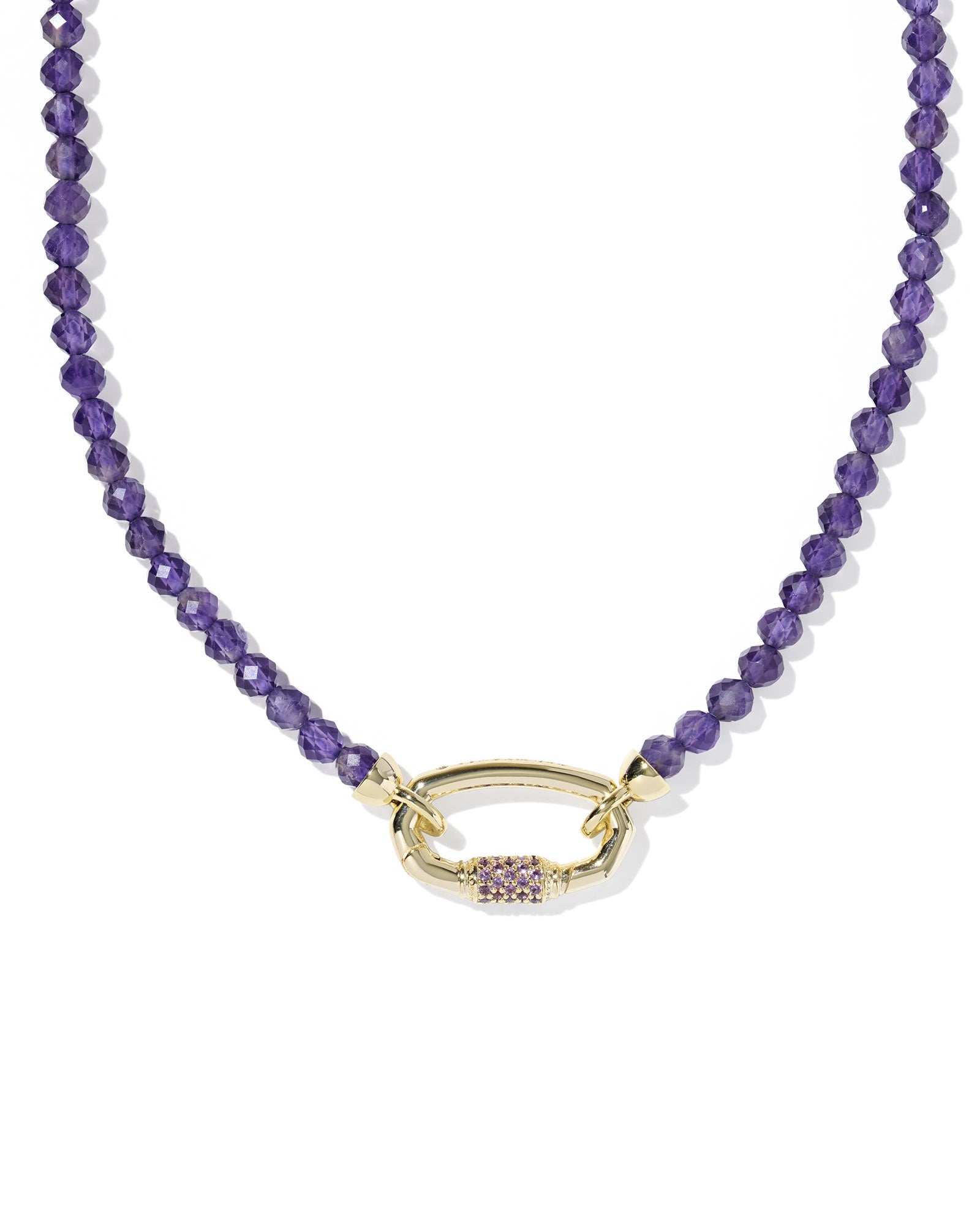 EMERY BEADED STRAND NECKLACE GOLD DARK PURPLE AMETHYST