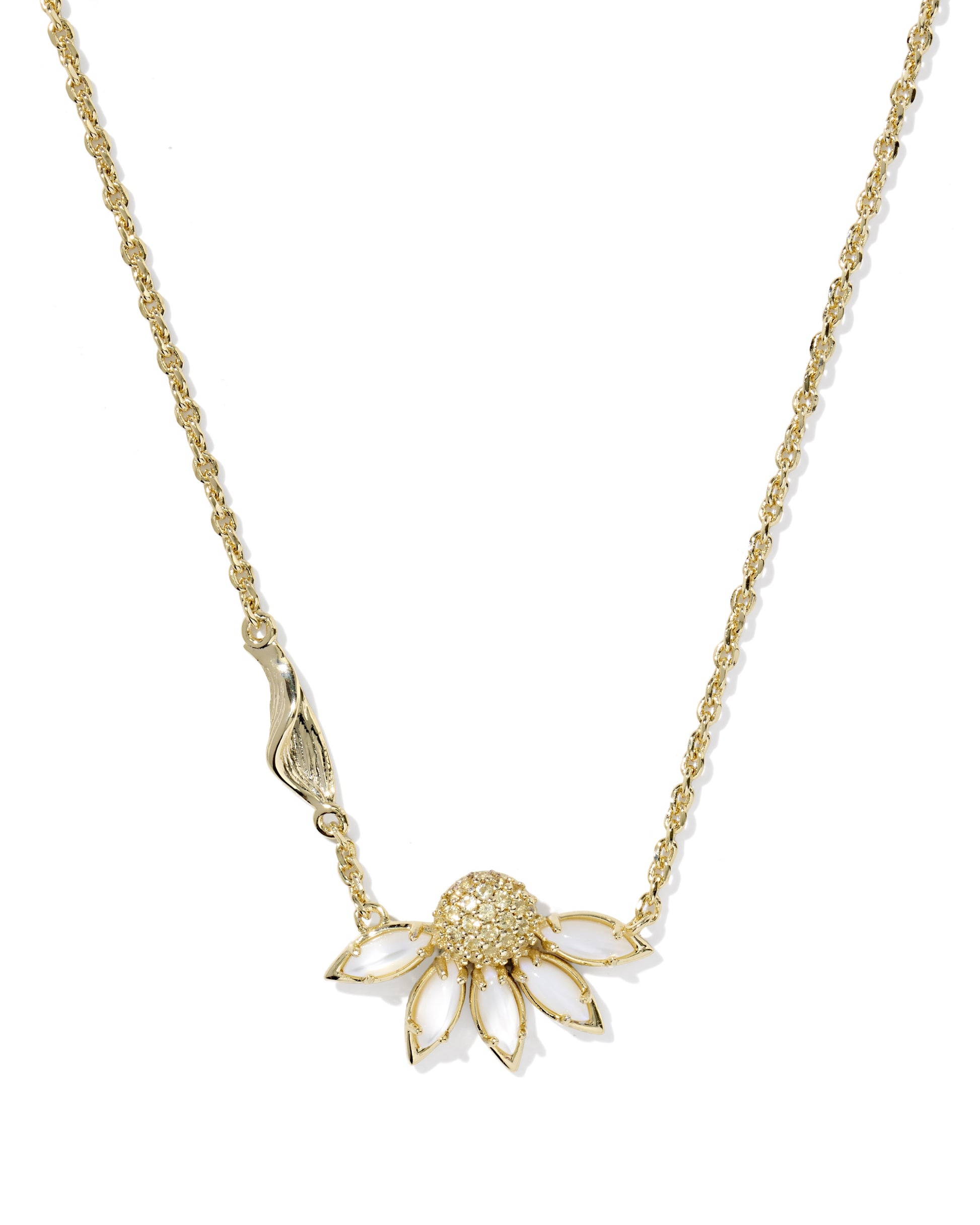 ANYA FLOWER SHORT PENDANT NECKLACE GOLD IVORY MIX