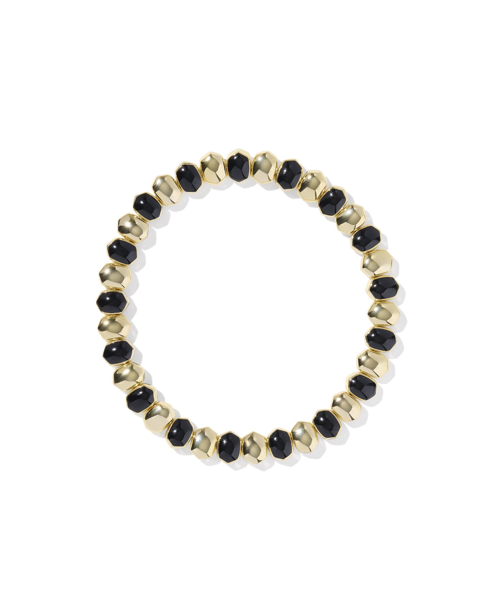 DAPHNE ENAMEL STRETCH BRACELET GOLD BLACK ENAMEL