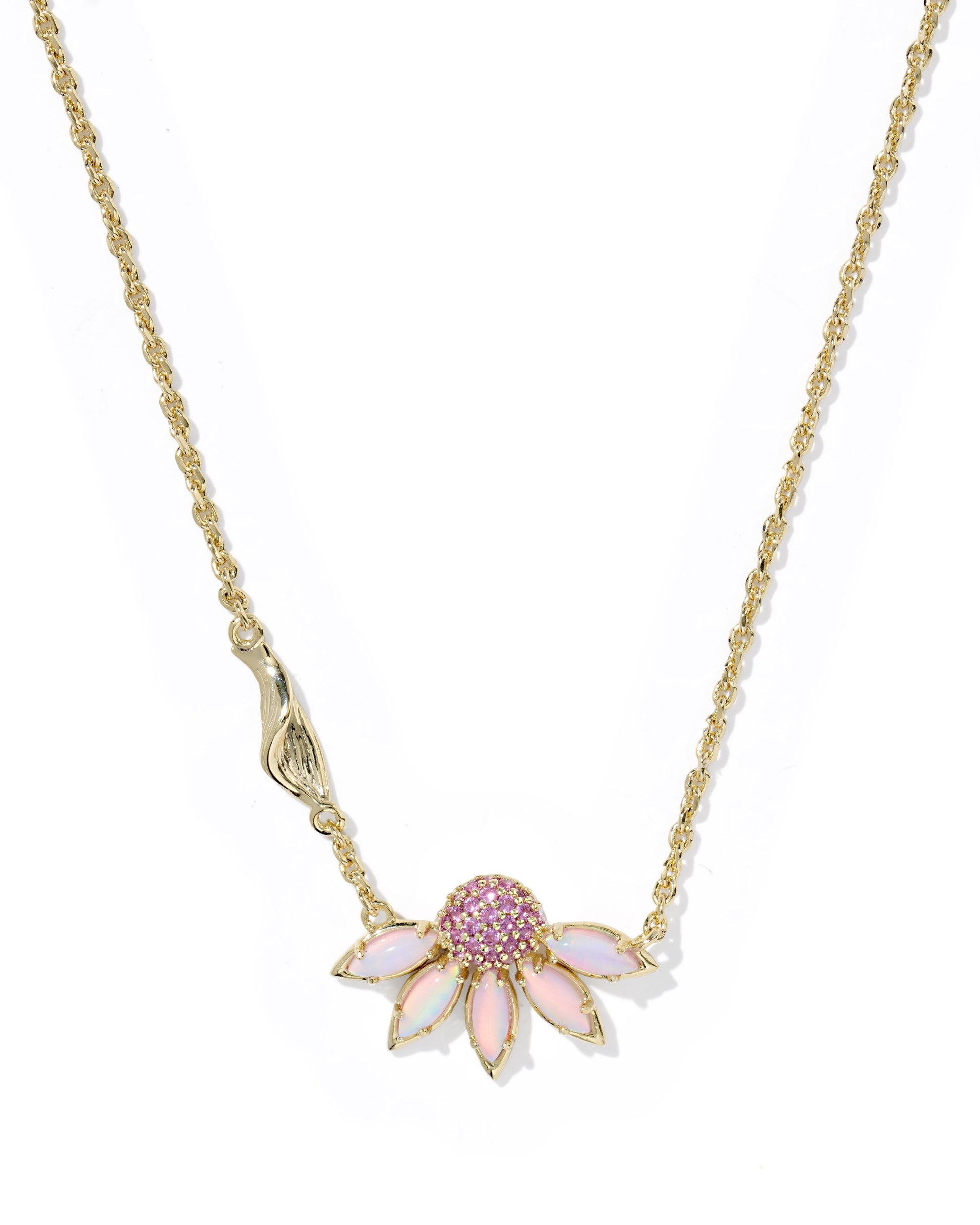 ANYA FLOWER SHORT PENDANT NECKLACE GOLD LIGHT PINK MIX