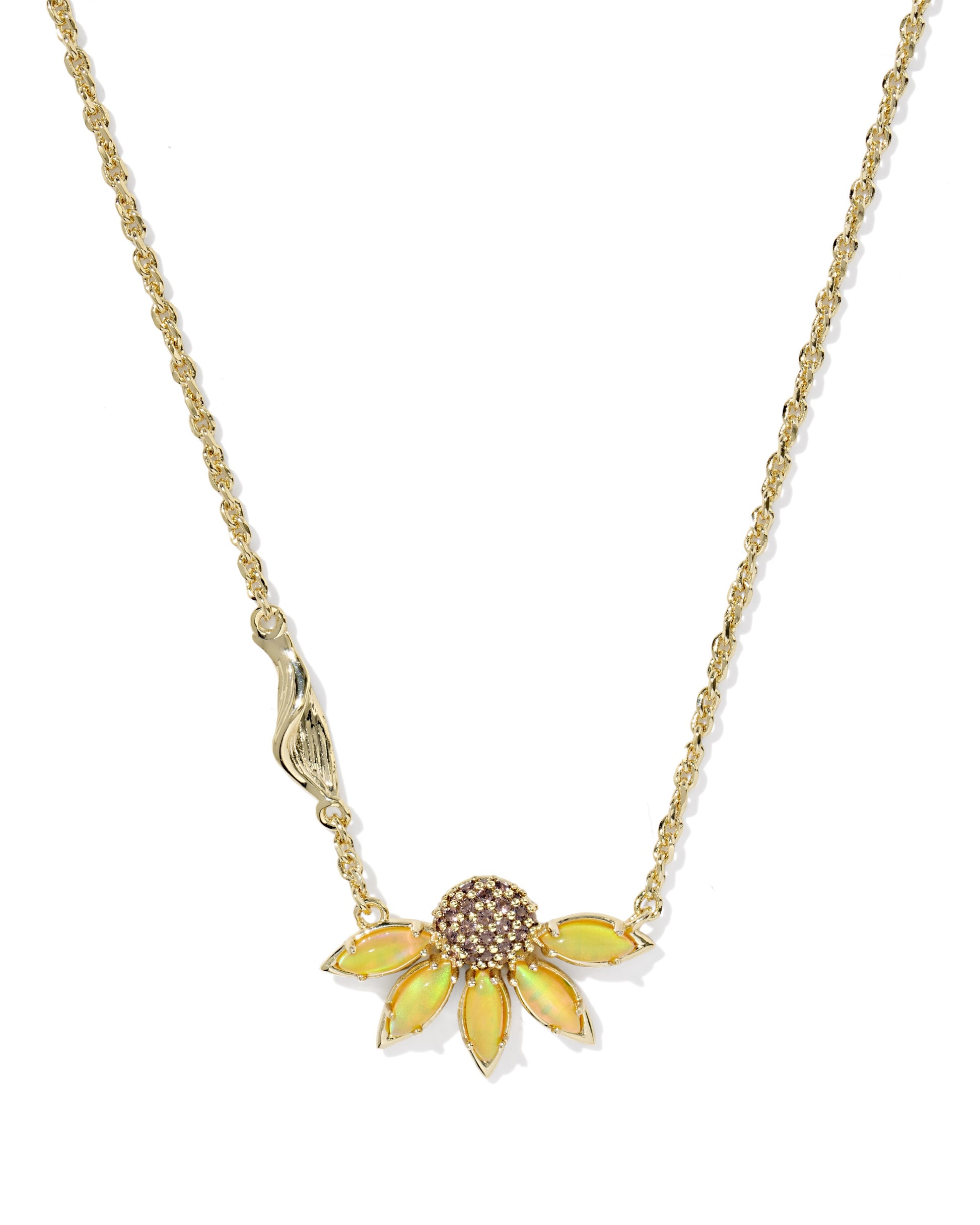 ANYA FLOWER SHORT PENDANT NECKLACE GOLD YELLOW MIX