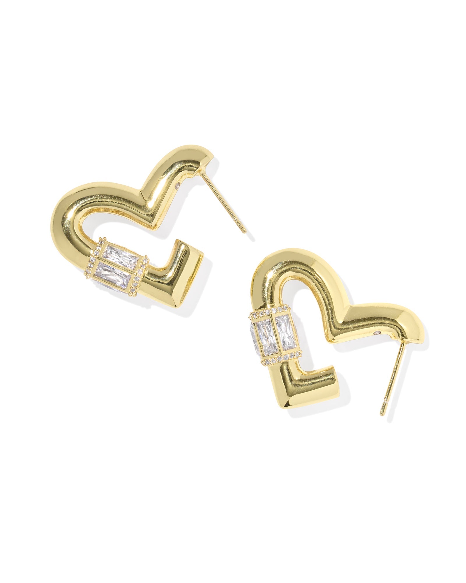 EMERY HEART HOOP EARRINGS GOLD WHITE CZ