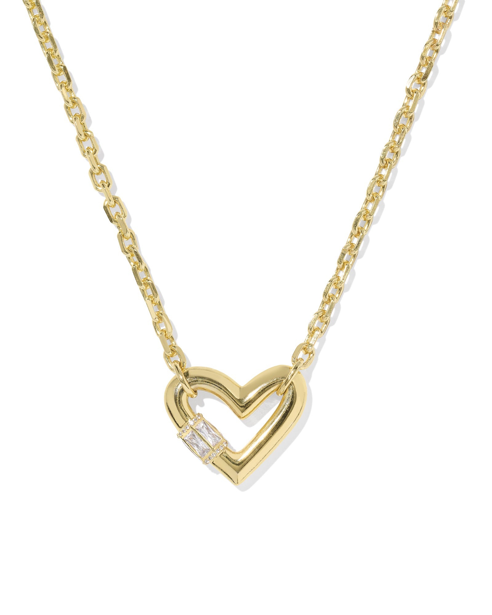 EMERY HEART SHORT PENDANT NECKLACE GOLD WHITE CZ