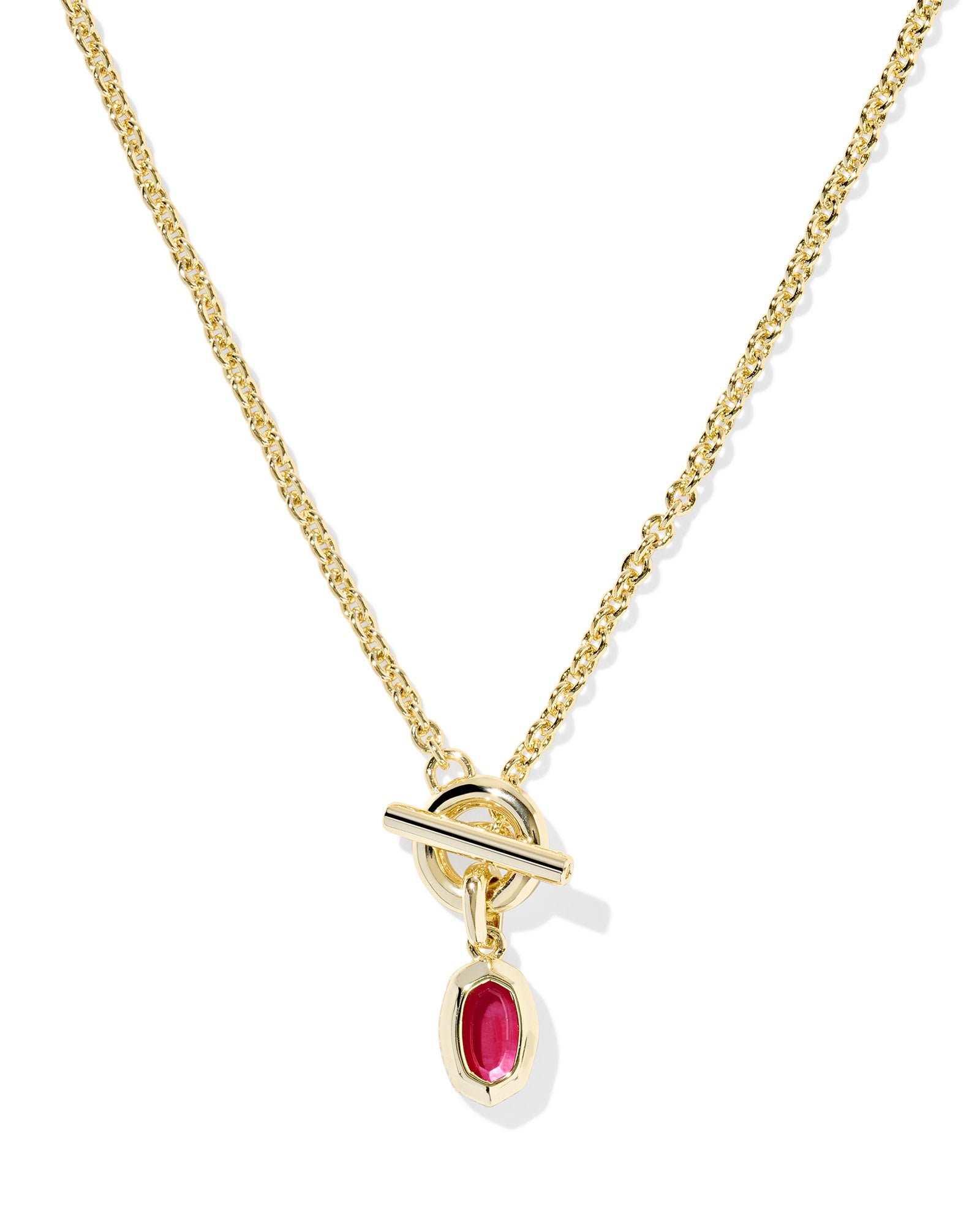 MINI ELISA TOGGLE SHORT PENDANT NECKLACE GOLD CARMINE RED ILLUSION