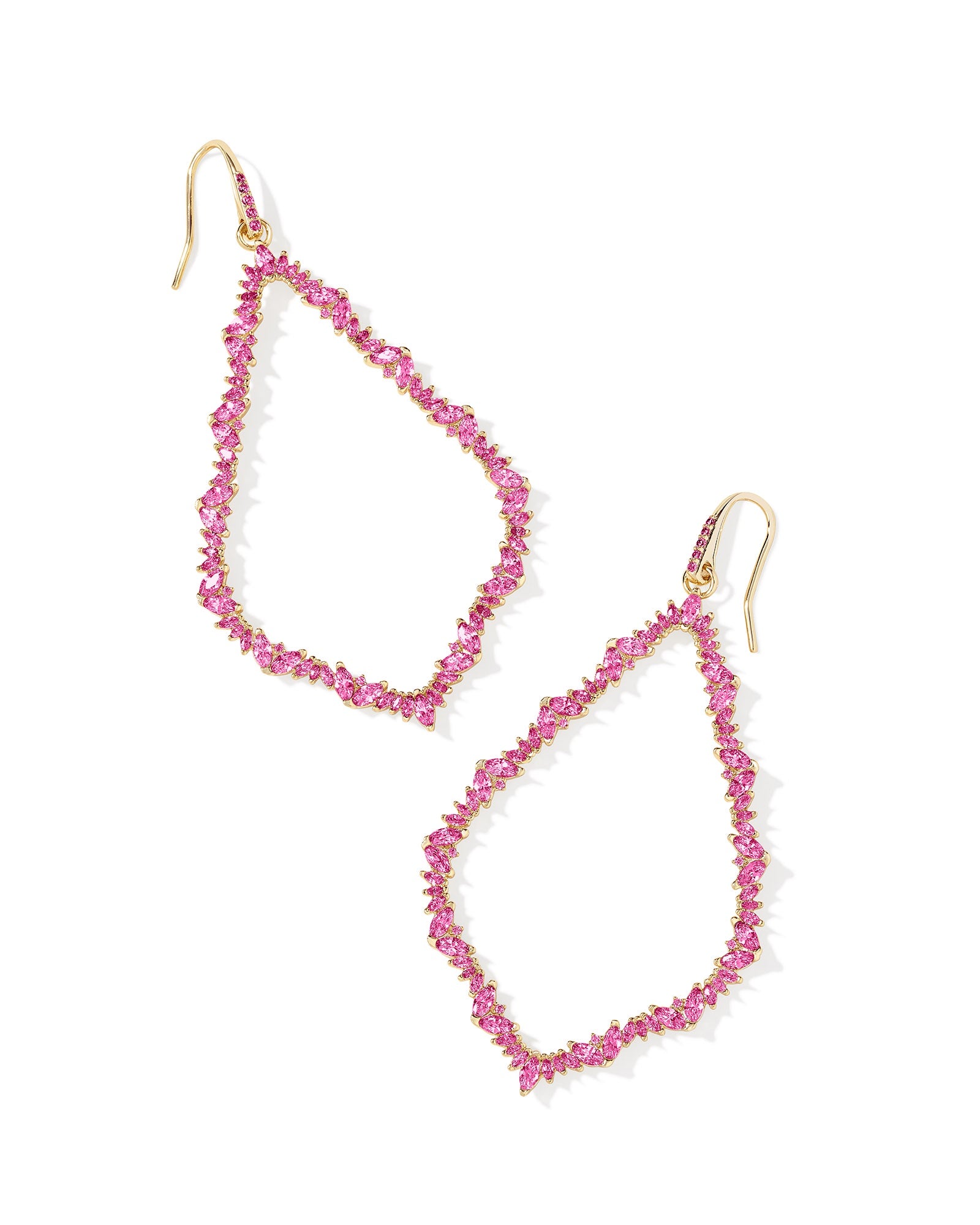 SOPHEE CRYSTAL OPEN FRAME EARRINGS GOLD PINK CRYSTAL