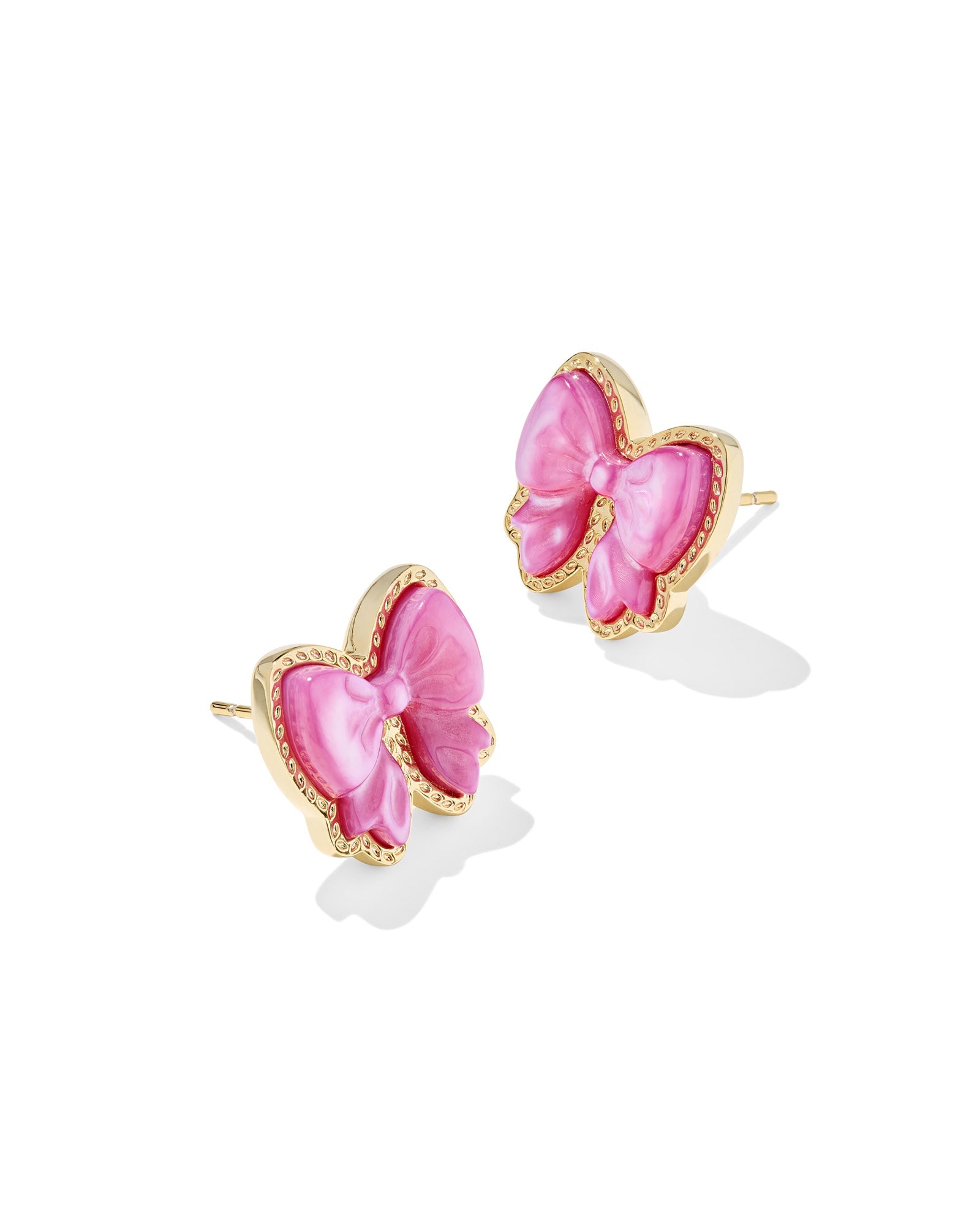 HALEY BOW STUD EARRINGS GOLD ROSE VIOLET MOTHER OF PEARL