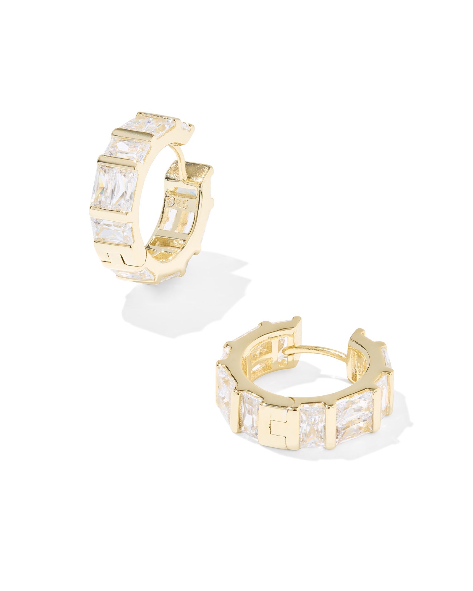 JAMIE HUGGIE EARRINGS GOLD WHITE CZ