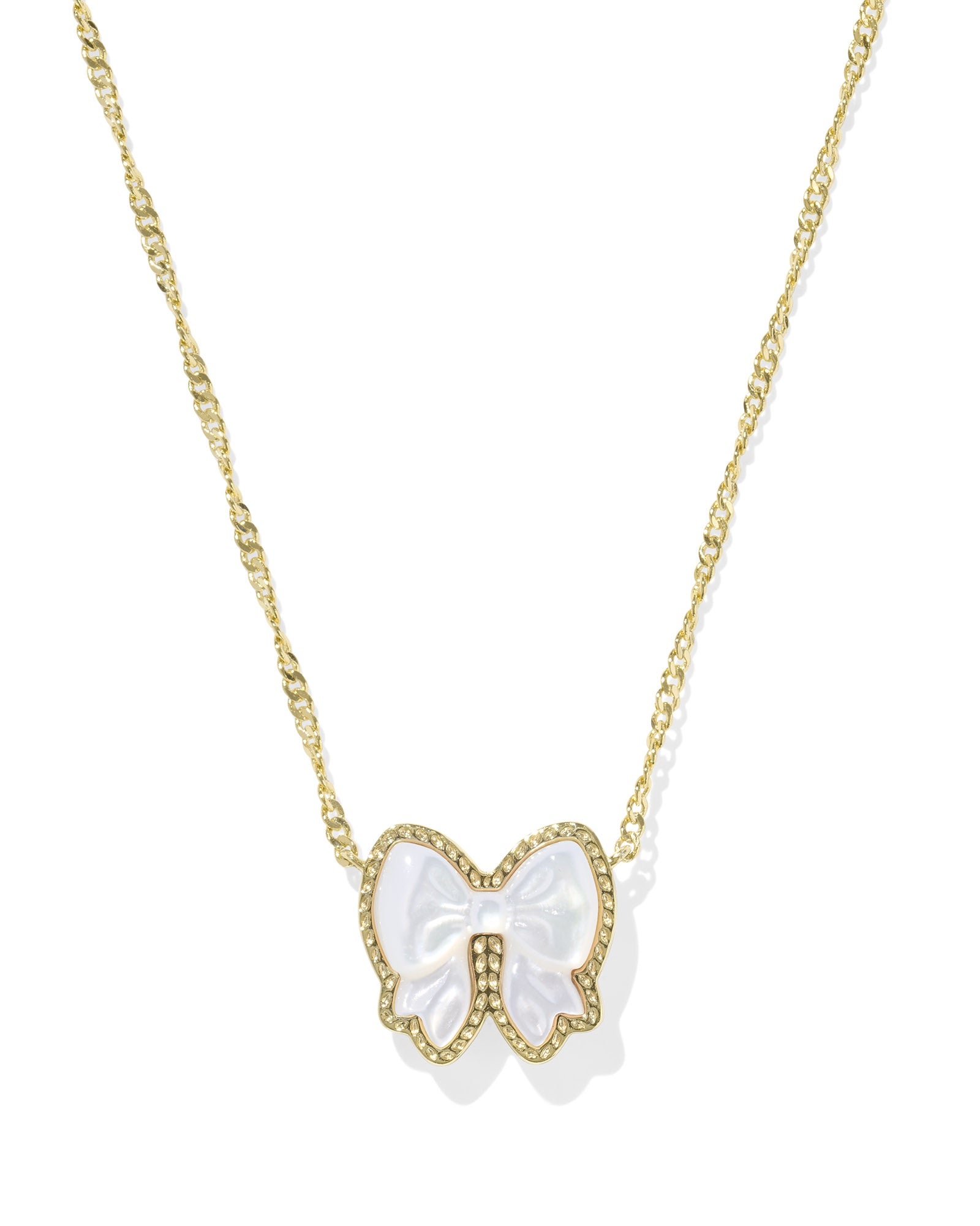 HALEY BOW SHORT PENDANT NECKLACE GOLD IVORY MOTHER OF PEARL