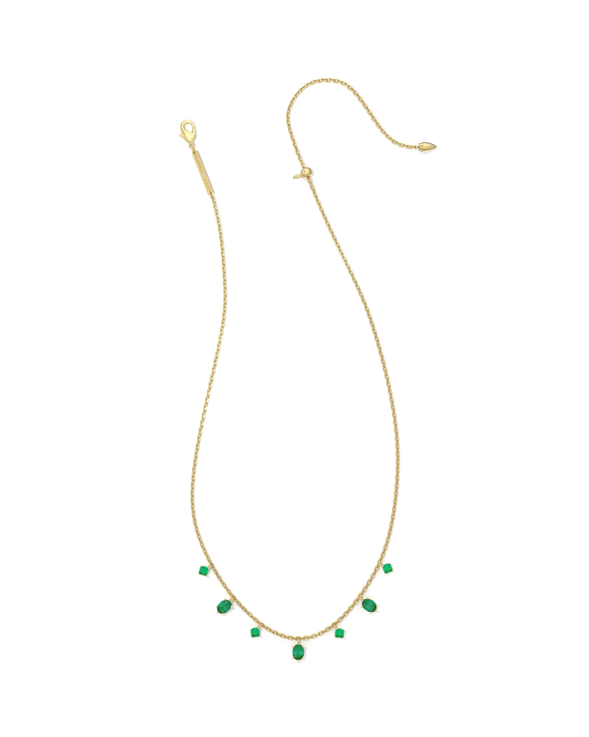 CAILIN DELICATE STRAND NECKLACE GOLD GREEN CRYSTAL