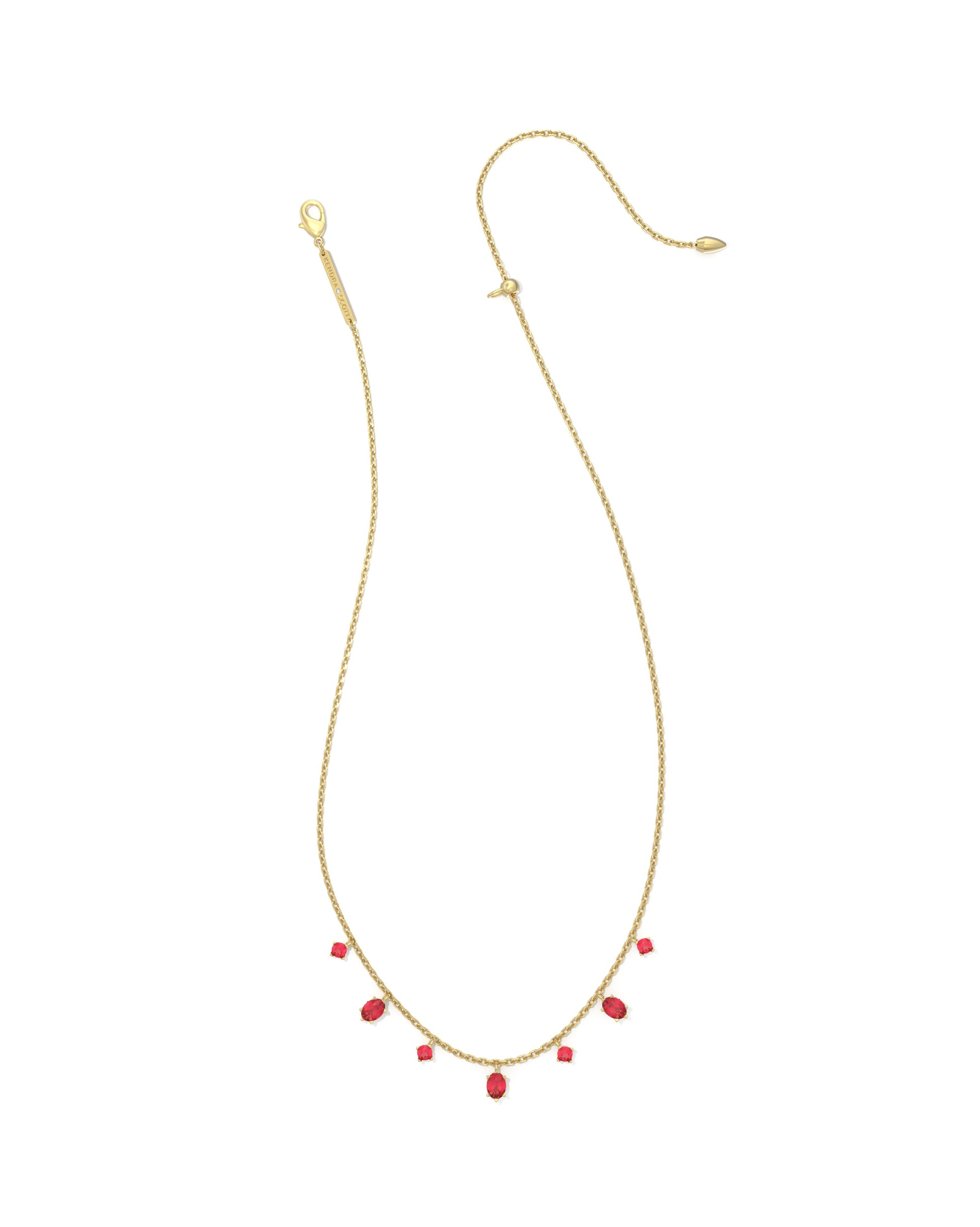 CAILIN DELICATE STRAND NECKLACE GOLD RED CRYSTAL