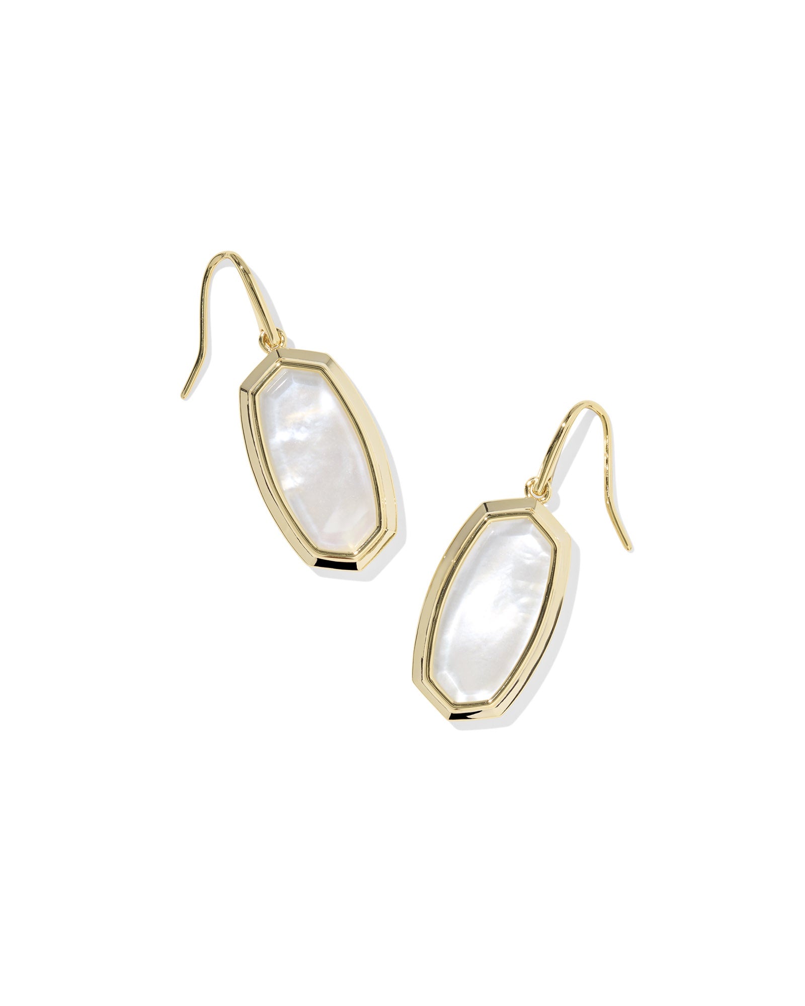 DANI BEZEL DROP EARRINGS GOLD IVORY MOTHER OF PEARL