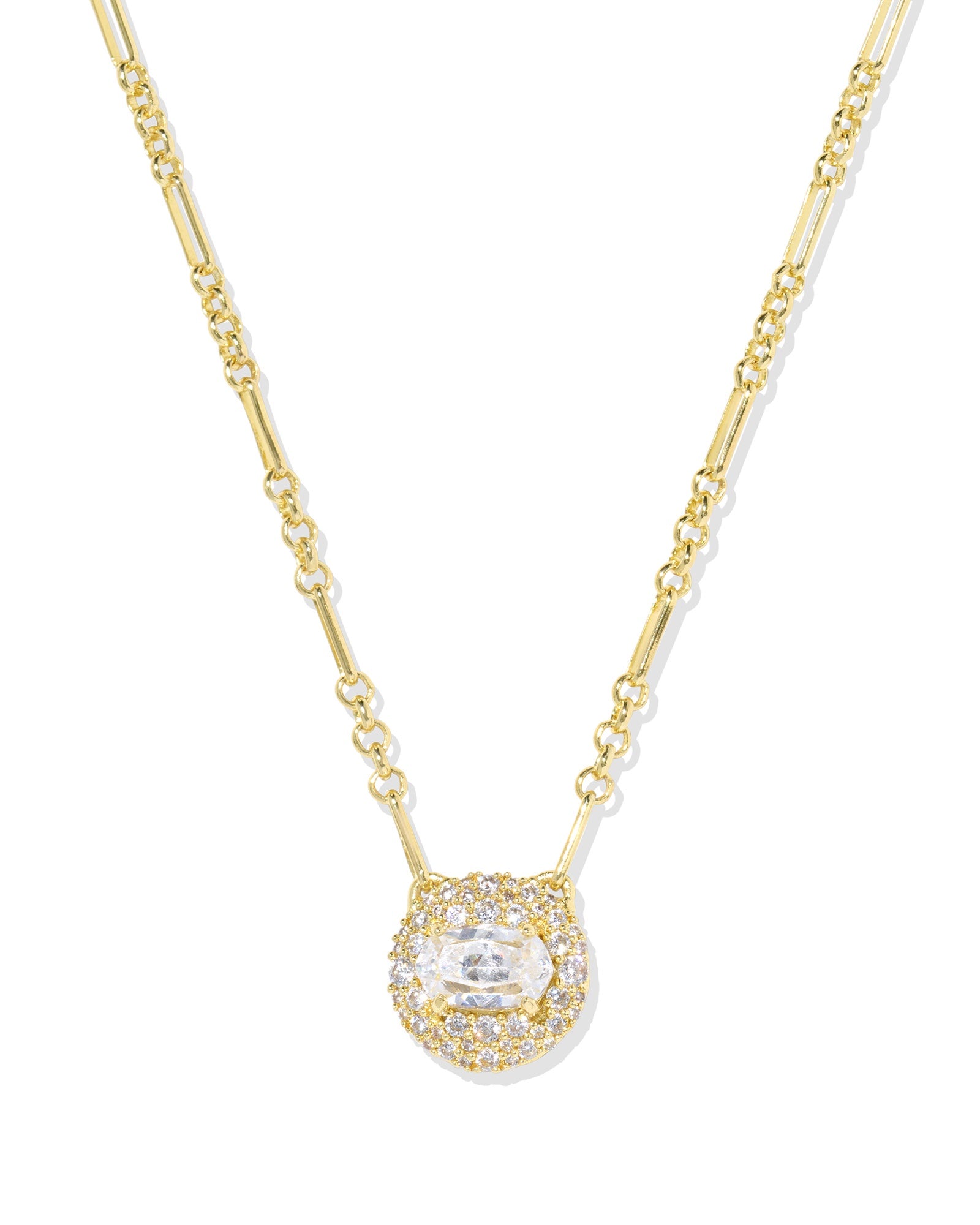 BELLA SHORT PENDANT NECKLACE GOLD WHITE CZ