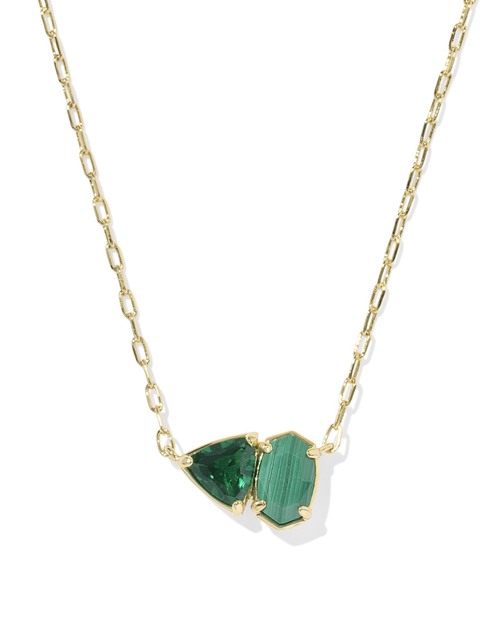 TATUM SHORT PENDANT NECKLACE GOLD GREEN MIX