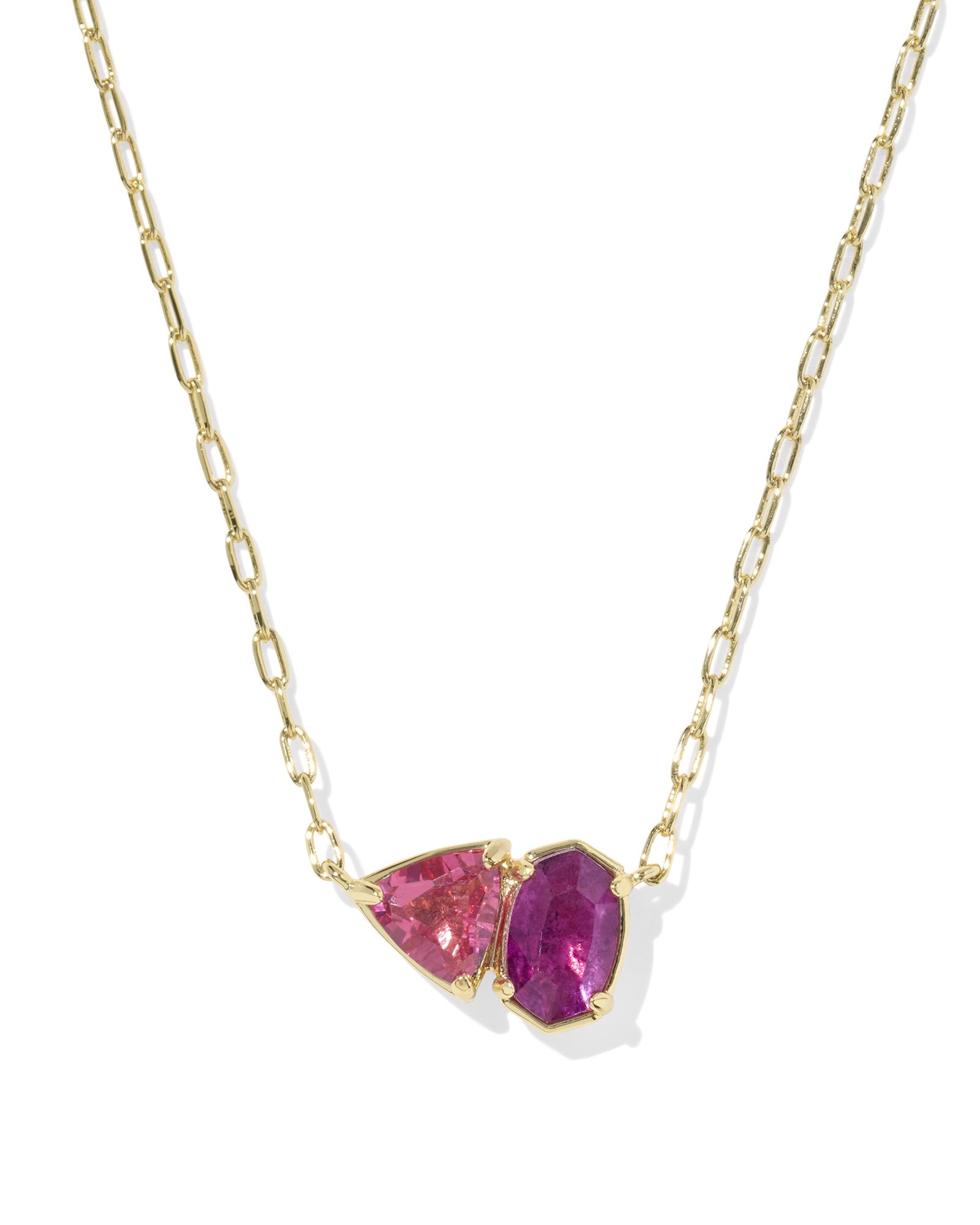 TATUM SHORT PENDANT NECKLACE GOLD PINK MIX