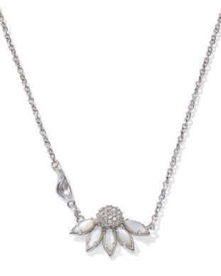 ANYA FLOWER SHORT PENDANT NECKLACE SILVER IVORY MIX