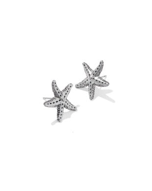 SILVER PARKER STARFISH METAL STUD EARRINGS