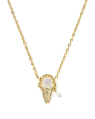 ICE CREAM SHORT PENDANT NECKLACE GOLD IVORY MOTHER OF PEARL