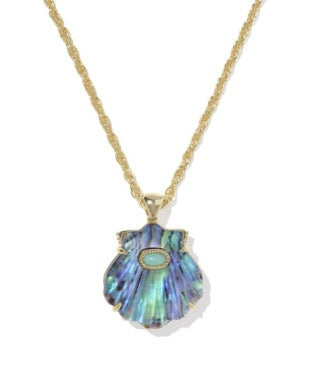 LUCIA SHELL SHORT PENDANT NECKLACE GOLD ABALONE SHELL