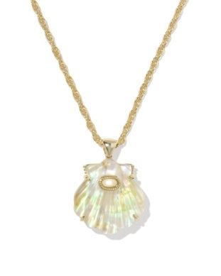 LUCIA SHELL SHORT PENDANT NECKLACE GOLD IRIDESCENT ABALONE