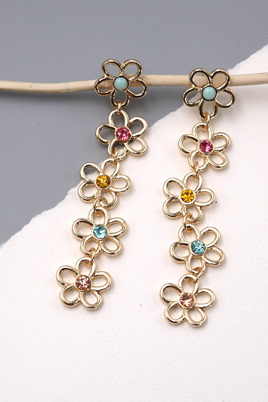 RHINESTONE FLOWER EARRINGS