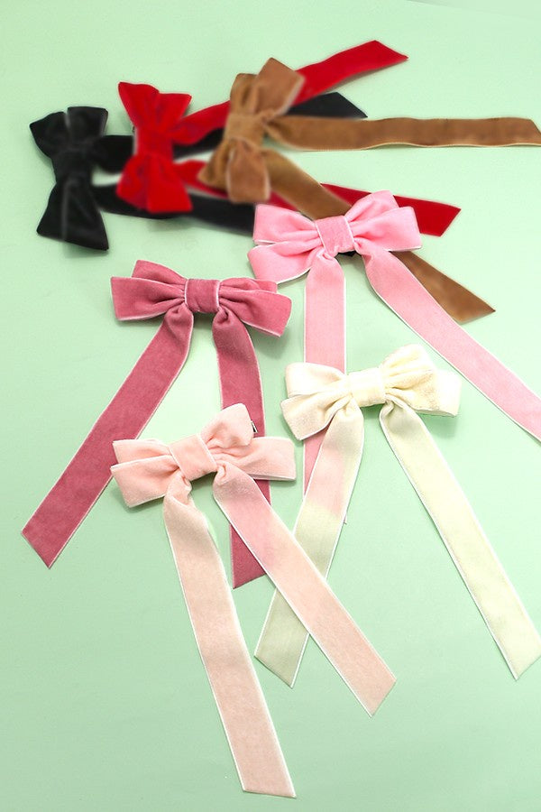 VELVET RIBBON BOW HAIR CLIPS